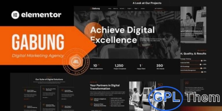 Gabung – Digital Marketing Agency Elementor Template Kit Gabung is a modern and creative Elementor Template Kit built specifically for digital marketing agencies, SEO services, web development firms, design studios, and social media marketers. Featuring a clean, responsive, and professional layout, this kit helps you create an impressive online presence that highlights your services and expertise.