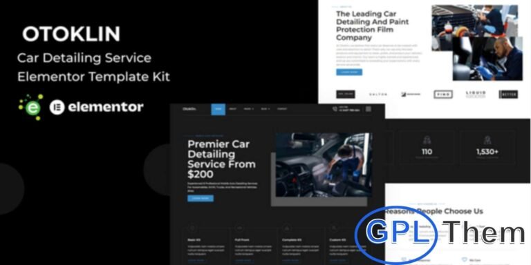 Otoklin – Car Detailing Service Elementor Pro Template Kit Otoklin is a modern Elementor Pro Template Kit crafted for car detailing, auto repair, and vehicle maintenance websites.