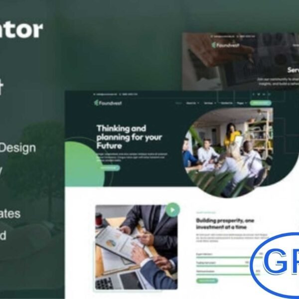 FoundVest – Finance & Investment Elementor Pro Template Kit FoundVest is a professional Elementor Pro Template Kit designed for finance, investment, and consulting company websites. It includes 12+ pre-built templates featuring a clean, modern, and elegant layout that enhances your brand’s credibility and professionalism.