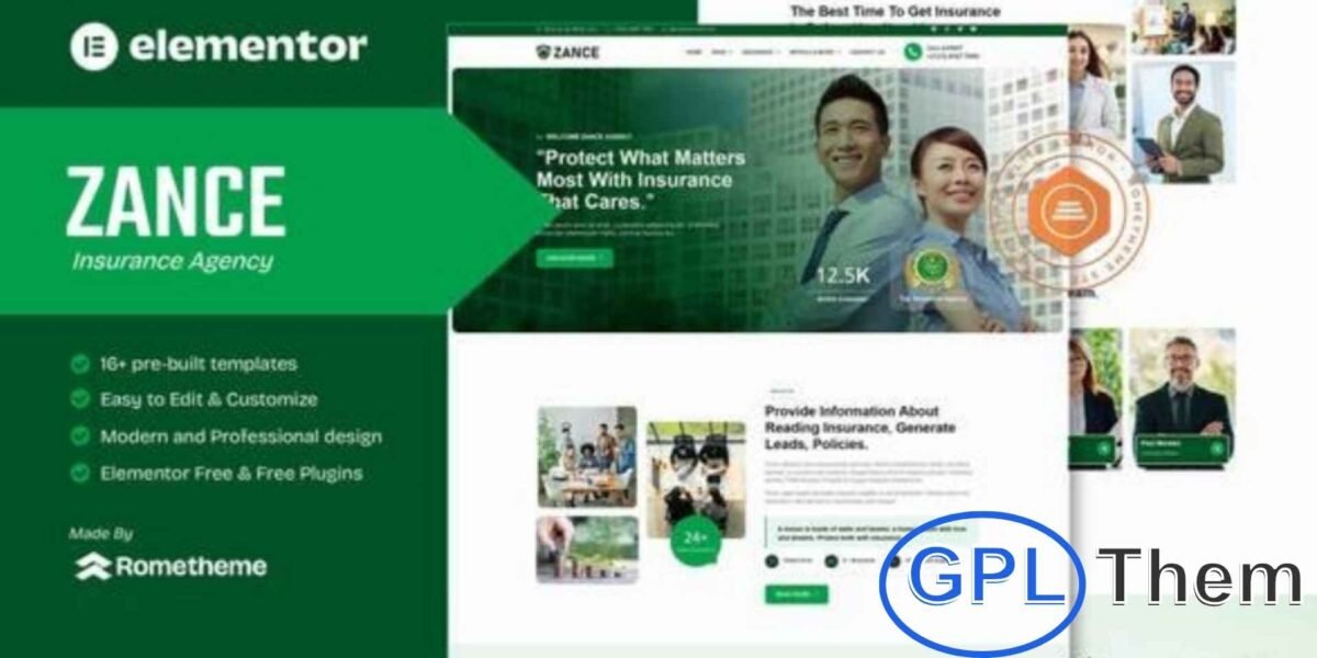 Zance – Insurance Agency Elementor Template Kit Zance is a modern and professional Elementor Template Kit designed specifically for insurance agencies, brokers, and financial service providers.