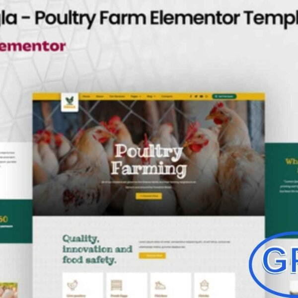 Ongla – Poultry Farm Elementor Template Kit Ongla is a modern Elementor Template Kit designed for poultry farms, poultry businesses, and agricultural ventures. Featuring a clean and professional layout, it helps you showcase your farm, products, and services with a polished online presence.