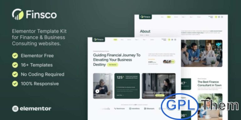 Finsco – Finance & Business Consulting Elementor Template Kit Finsco is a modern and professional Elementor Template Kit crafted for finance and business consulting websites. Perfect for financial advisors, tax consultants, insurance firms, and corporate consulting agencies, this kit helps you build a credible and impactful online presence.