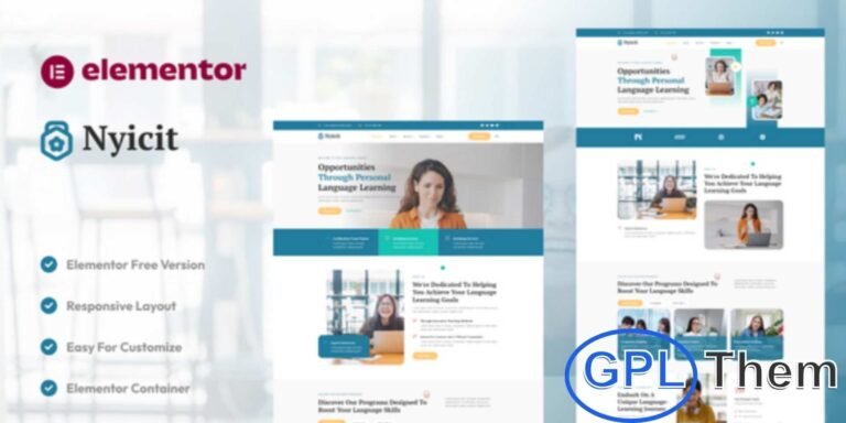 Nyicit – Language Course & Learning Center Elementor Template Kit Nyicit is a modern Elementor Template Kit designed for language schools, learning centers, and online education platforms. With clean, professional layouts, it helps you showcase courses, instructors, and learning programs effectively.