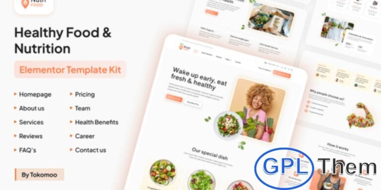 Nutri Food – Healthy Food & Nutrition Elementor Pro Template Kit Nutri Food is a modern Elementor Template Kit designed for nutrition, health, and wellness websites. Perfect for diet and nutrition coaching, nutrition therapy, health centers, healthy food blogs, and nutrition specialists, it features elegant and unique layouts.