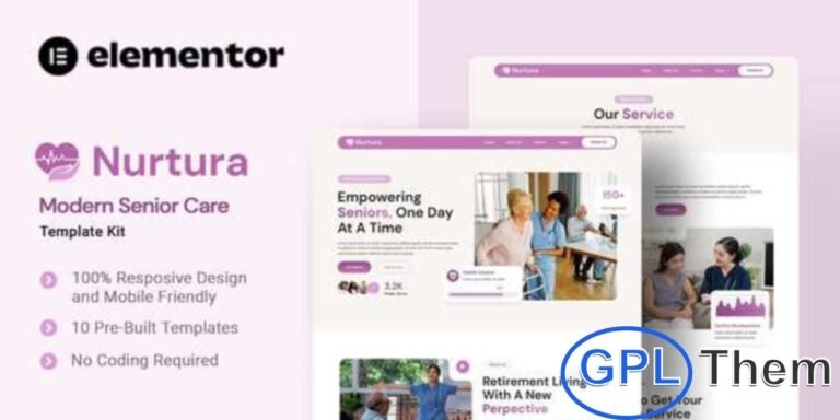 Nurtura – Modern Senior Care Elementor Template Kit Nurtura is a professional Elementor Template Kit designed for senior care services, assisted living facilities, and healthcare providers. Featuring clean, modern layouts, it helps you showcase services, facilities, staff, and care programs effectively.