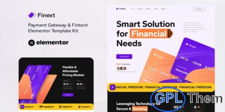 Finext – Payment Gateway & Fintech Elementor Template Kit Finext is a modern and professional Elementor Template Kit designed for Payment Gateway and Fintech websites. Perfect for businesses in finance, banking, technology, startups, accounting, and consulting, this kit helps you create a sleek and engaging online presence with ease.