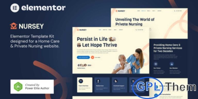 Nursey – Home Care Agency & Private Nursing Elementor Template Kit Nursey is a modern Elementor Template Kit designed for home care agencies, private nursing services, elderly care, and senior living facilities.