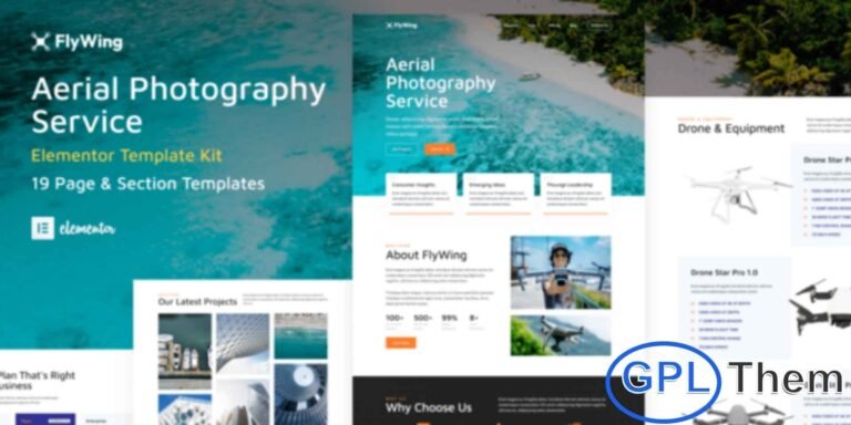 FlyWing – Drone Aerial Video & Photography Elementor Template Kit FlyWing is a premium Elementor Template Kit crafted for drone operators, aerial videographers, and professional photography businesses. Ideal for showcasing drone videography, aerial mapping, real estate aerial shoots, and drone rental services, this kit helps you build a high-quality website effortlessly.