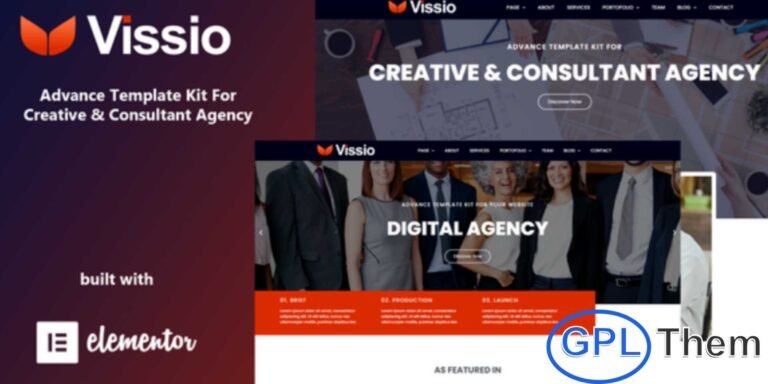 Vissio – Business Elementor Template Kit Vissio is a professional and versatile Elementor Template Kit designed to help you build a modern business website quickly and efficiently. With 12 beautifully crafted page and section templates, Vissio is perfect for startups, corporate firms, agencies, and service-based businesses.