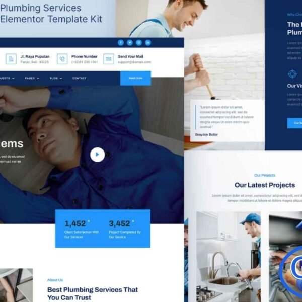 Plumbr – Plumbing Services Elementor Template Kit Plumbr is a modern and clean Elementor Template Kit designed specifically for plumbers, home maintenance providers, and repair service businesses. Whether you offer plumbing, heating, ventilation, air conditioning, or other home care solutions, this kit helps you build a professional and trustworthy website with ease.