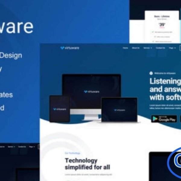 Virtuware – SaaS & Digital Company Elementor Template Kit Virtuware is a sleek and innovative Elementor Template Kit crafted for SaaS Platforms, Technology Companies, Startups, and Digital Agencies. Featuring 12 pre-built templates with a clean, modern, and professional design, Virtuware helps you build a high-performing WordPress website that highlights your digital products, IT services, and business solutions.