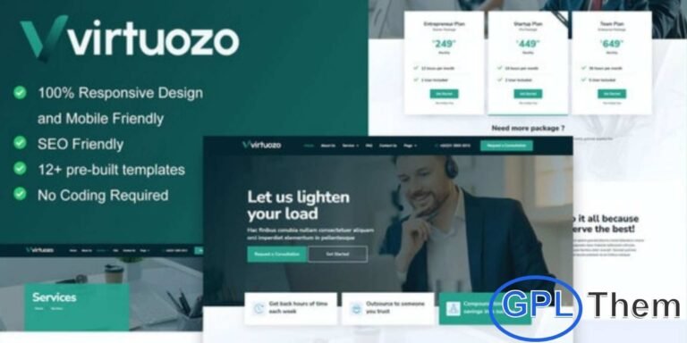 Virtuozo – Virtual Assistant Service Elementor Template Kit Virtuozo is a modern and stylish Elementor Template Kit designed specifically for Virtual Assistant Services, Remote Support Professionals, and Freelance Administrators. Featuring 12+ pre-built templates with a clean and creative layout, Virtuozo helps you build a professional WordPress website that promotes your services and attracts clients effortlessly.
