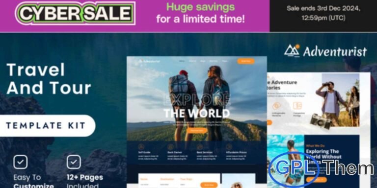 Adventurist – Travel & Tourism Agency Elementor Template Kit Adventurist is a modern and visually captivating Elementor Template Kit designed for travel agencies, tour operators, and tourism businesses looking to create a professional online presence.