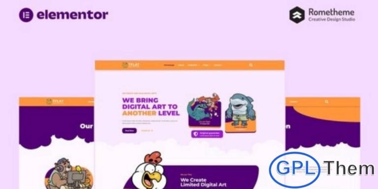 Tflat – NFT Portfolio Elementor Pro Full Site Template Kit Tflat is a complete Elementor Pro Full Site Template Kit designed specifically for NFT creators, digital artists, and online portfolio websites. With its sleek and modern layout, Tflat allows you to build a stunning NFT or digital art showcase without any coding knowledge.