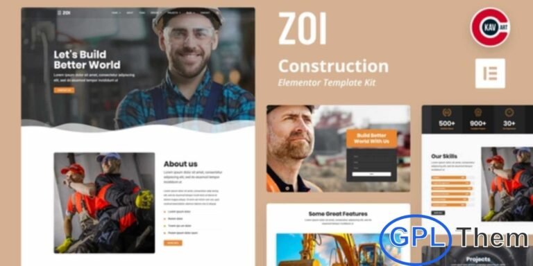 ZOI – Construction Elementor Template Kit ZOI is a modern and dynamic Elementor Template Kit designed for construction companies, industrial businesses, and design agencies looking to showcase their projects and services professionally.