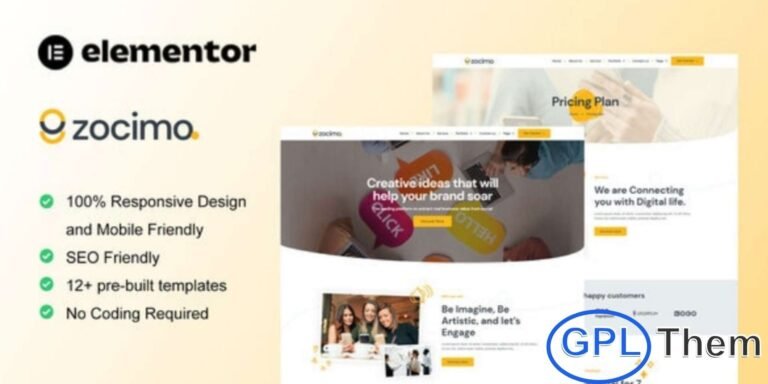 Zocimo – Social Media Marketing Agency Elementor Template Kit Zocimo is a modern and creative Elementor Pro Template Kit designed for Social Media Marketing and Digital Agency websites. Featuring a clean, stylish, and contemporary layout, it’s perfect for businesses focused on digital marketing, SEO, advertising, branding, and social media services.