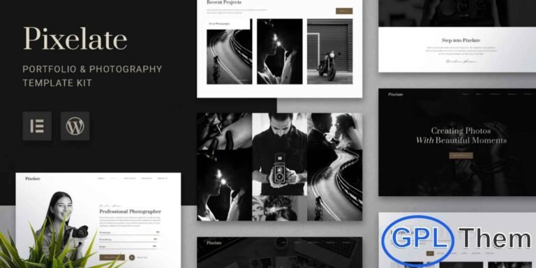 Pixelate – Portfolio & Photography Elementor Template Kit Pixelate is a sleek and modern Elementor Template Kit designed for photographers, creatives, and professionals looking to showcase their work with style. Whether you’re building a personal portfolio, studio website, or photography showcase, Pixelate provides clean, visually engaging layouts that highlight your best projects.