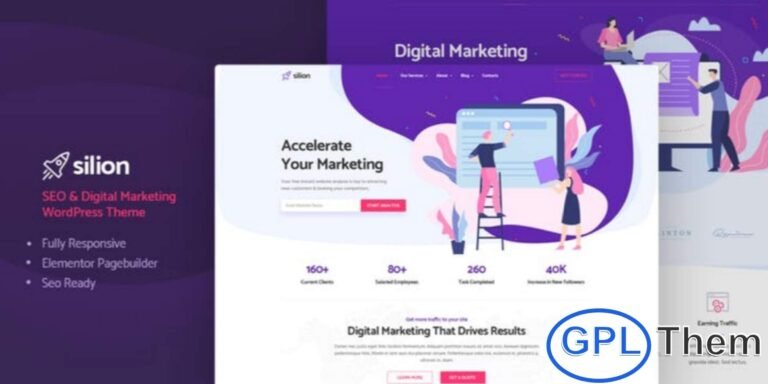 Silion – Digital Marketing Elementor Template Kit Silion is a modern, elegant, and professional Elementor Template Kit designed for SEO agencies, digital marketing firms, tech companies, and software businesses. Built with the Elementor Page Builder, Silion offers sleek and trendy layouts that make it easy to showcase services, projects, and client success stories.