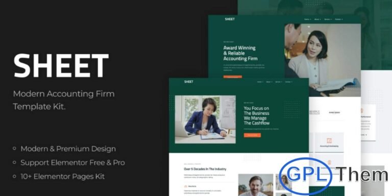 Sheet – Modern Accounting Firm Elementor Template Kit Sheet is a clean, modern, and professional Elementor Template Kit designed specifically for accounting firms, financial consultants, and bookkeeping services. With carefully crafted layouts, Sheet allows you to showcase your firm’s services, expertise, and client success stories with sophistication and clarity.