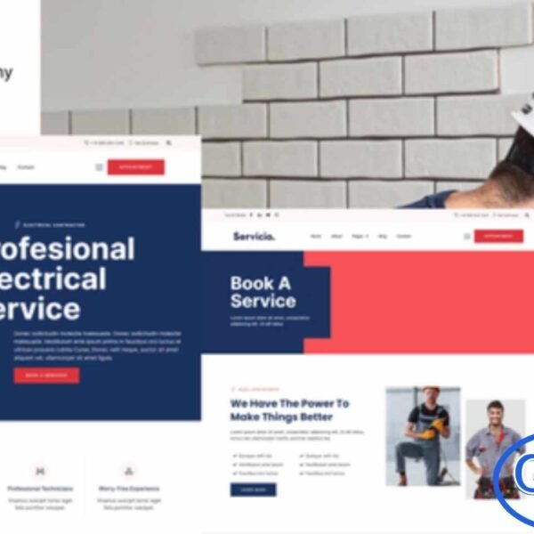 Servicio – Electrician & Electrical Services Elementor Template Kit Servicio is a modern and professional Elementor Template Kit designed for electrician businesses, electrical service providers, home improvement companies, and maintenance technicians. Its clean and contemporary layout allows you to create a high-quality website that showcases your electrical installation, repair, and handyman services with ease.
