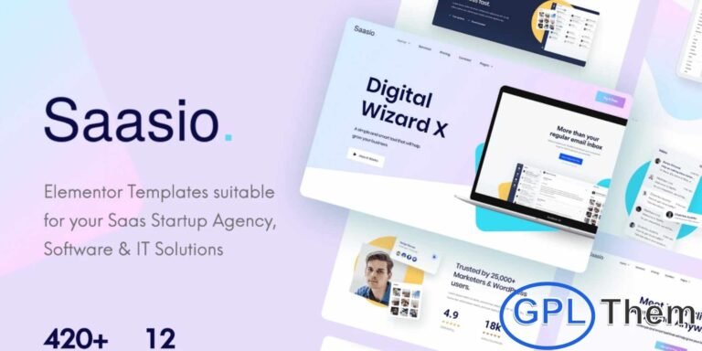 Saasio – SaaS & Startup Elementor Template Kit Saasio is a modern and SEO-optimized Elementor Template Kit designed for SaaS companies, startup agencies, mobile app showcases, software platforms, IT solutions, and corporate tech websites. With its clean and professional layout, Saasio provides an engaging way to present your SaaS products, highlight key features, and promote your digital services effectively.