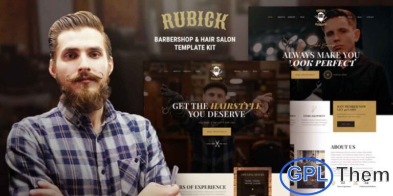 Rubick – Barbershop & Hair Salon Elementor Template Kit Rubick is a stylish and SEO-friendly Elementor Template Kit designed for Barbershops, Hair Salons, Grooming Studios, Beauty Parlors, Spas, Tattoo Studios, Nail Artists, and related beauty service businesses. With its clean, modern layout and fully responsive design, this kit helps you build a professional WordPress website that highlights your services with ease.