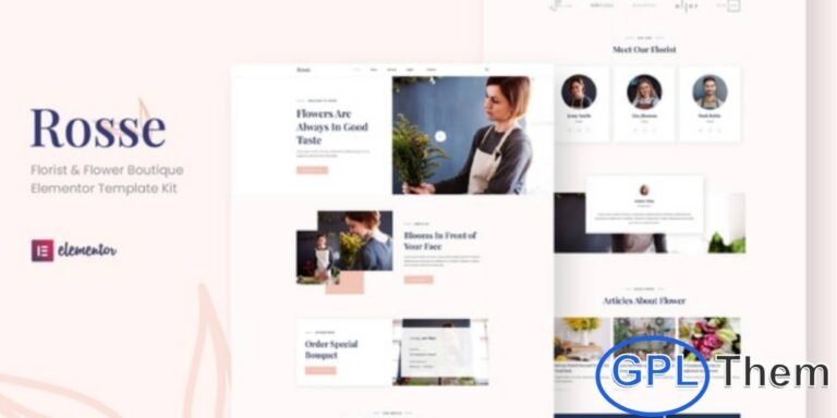 Rosse – Florist & Flower Boutique Elementor Template Kit Rosse is a beautifully designed Elementor Template Kit crafted specifically for florists, flower boutiques, and floral businesses. This kit features a modern, clean, and elegant design with a fully responsive layout, ensuring your website looks perfect on all devices.