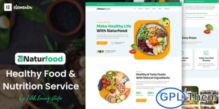 Naturfood – Healthy Food & Nutrition Specialist Elementor Template Kit Naturfood is a modern and responsive Elementor Template Kit designed specifically for healthy food businesses, nutrition coaches, diet programs, organic food shops, health coaches, nutrition specialists, and wellness bloggers.