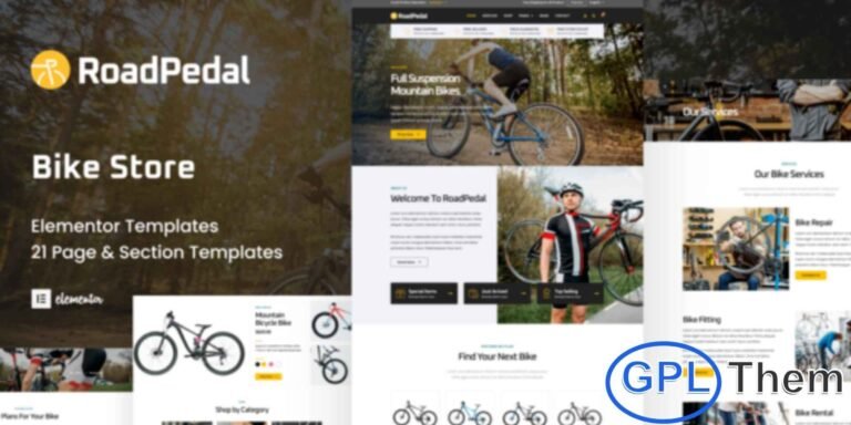 RoadPedal – Bicycle Store Elementor Template Kit RoadPedal is a modern and fully responsive Elementor Template Kit designed for creating professional bicycle store websites. Perfect for online bike shops, cycling gear stores, and sports equipment businesses, this kit is fully compatible with WooCommerce and WordPress.
