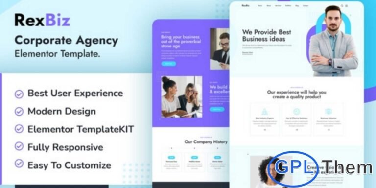 Rexbiz – Corporate Agency Elementor Template Kit Rexbiz is a modern and professional Elementor Template Kit designed for corporate agencies and digital service providers. Perfect for companies offering web design, web development, SEO, digital marketing, and other online services, this kit enables you to create a fully functional, responsive website with ease.