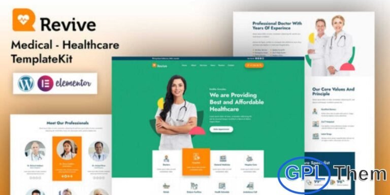 Revive – Medical Elementor Template Kit Revive is a professionally designed medical Elementor Template Kit created specifically for healthcare providers and medical service businesses. This clean and modern kit is perfect for hospitals, clinics, health centers, doctors, and wellness service websites.