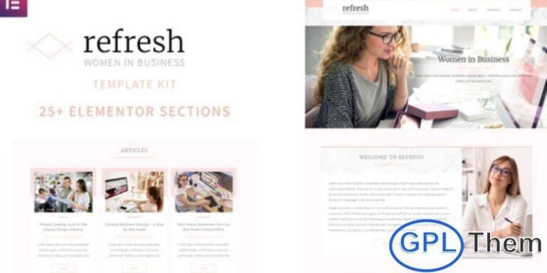 Refresh – Women in Business Elementor Template Kit Refresh is a stylish and empowering Women in Business Elementor Template Kit designed for female entrepreneurs, coaches, consultants, and modern business owners. With its elegant, clean, and professional layouts, this template kit helps you build a strong online presence that highlights your services, expertise, and brand story.