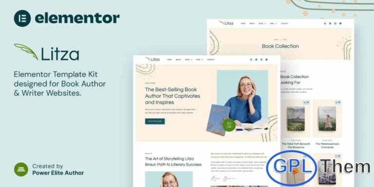 Litza – Book Author & Writer Elementor Template Kit Litza is a modern and beautifully designed Book Author & Writer Elementor Template Kit crafted for authors, novelists, bloggers, poets, and professionals offering writing or book-related services. With its clean and elegant layout, Litza helps you build a professional online presence to showcase your publications, promote upcoming books, and share your creative journey.