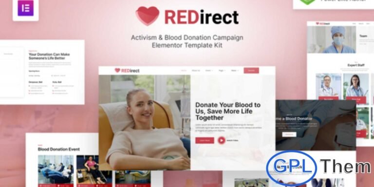 Redirect – Blood Donation Campaign & Activism Elementor Template Kit Redirect is a modern and impactful Blood Donation Campaign & Activism Elementor Template Kit designed for organizations involved in blood donation drives, charities, hospitals, NGOs, non-profits, and fundraising initiatives. With its creative and purpose-driven design, this template kit helps you raise awareness, promote campaigns, and encourage community participation.