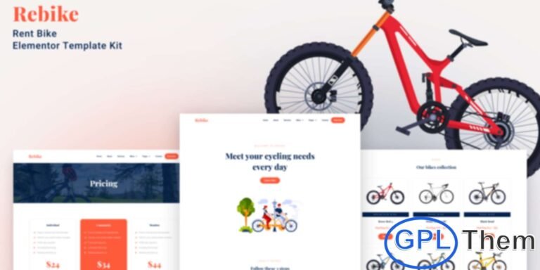 Rebike – Rent Bike Elementor Template Kit Rebike is a modern and fully customizable Elementor Template Kit crafted for businesses offering bike rental, scooter rental, cycling tours, or outdoor adventure services. Its clean and contemporary design helps you present your rental packages, pricing, and service details in a professional and visually appealing way.