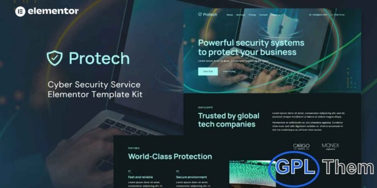 Protech – Cyber Security Service Elementor Template Kit Protech is a modern and professional Elementor Template Kit crafted for cyber security companies, digital protection services, and IT security providers. It offers sleek, clean, and user-friendly layouts designed to highlight services such as website security, network protection, software shielding, and payment security.