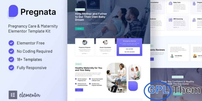 Pregnata – Pregnancy Care & Obstetrician Elementor Template Kit Pregnata is a beautifully designed Elementor Template Kit created for pregnancy care clinics, obstetricians, maternity centers, childbirth services, and medical professionals. Its warm and modern layout helps you present healthcare services with clarity and trust.