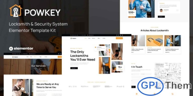 Powkey – Locksmith & Security System Elementor Template Kit Powkey is a modern and fully responsive Elementor Template Kit crafted for locksmith services, security system providers, and businesses selling locks, safes, and home protection products. Designed with a clean and professional layout, Powkey helps you build a trustworthy online presence without needing any coding skills.