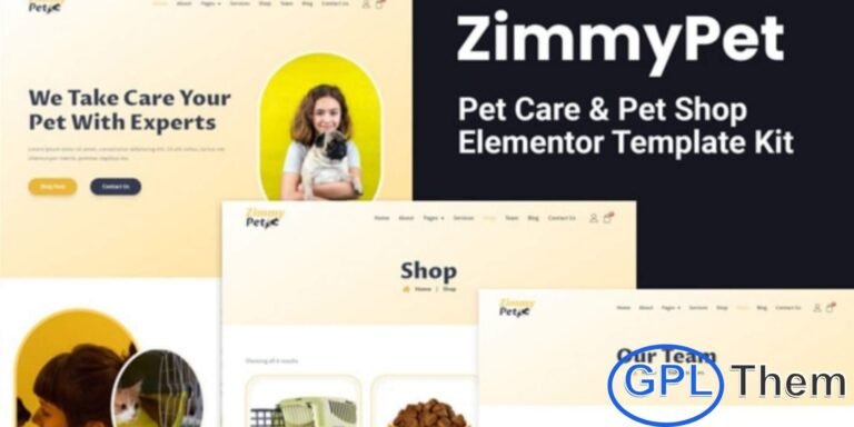 ZimmyPet – Pet Care & Store Elementor Template Kit ZimmyPet is a charming and responsive Elementor Template Kit crafted for pet care centers, veterinary clinics, pet grooming services, and online pet stores. With ready-to-use templates and seamless customization through Elementor, you can easily design a professional website without writing a single line of code.