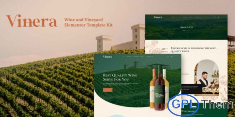 Vinera – Wine & Vineyard Elementor Template Kit Vinera is a stylish and fully responsive Elementor Template Kit crafted for wineries, vineyards, wine bars, and wine-related businesses. With a refined and elegant design, Vinera allows you to beautifully showcase your products, promote events, and highlight your brand’s story.