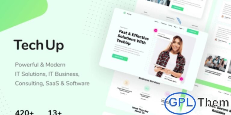 TechUp – Technology IT Solutions & Services Elementor Template Kit TechUp is a modern and professional Elementor Template Kit designed specifically for IT solutions, technology services, digital agencies, and software startups. It’s perfect for showcasing your tech products, SaaS solutions, or consulting services in a clean and creative way.