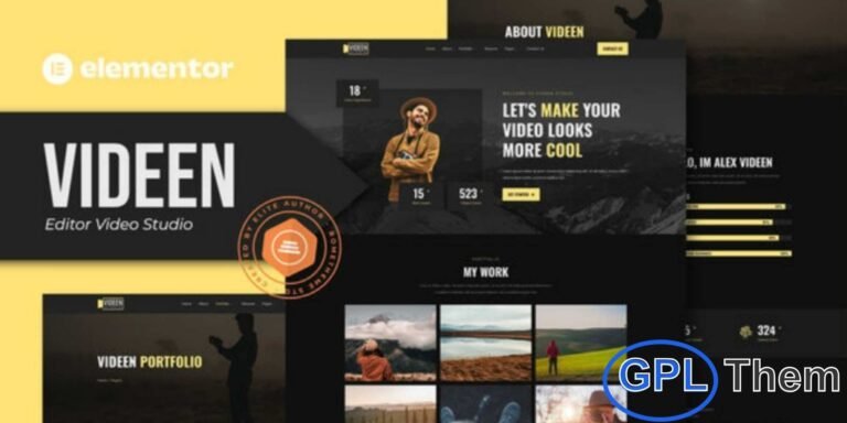 Videen – Video Editor Studio Elementor Template Kit Videen is a sleek and modern Elementor Template Kit crafted for video editors, filmmakers, photography studios, creative agencies, and production companies. Featuring a clean dark aesthetic, Videen provides a professional platform to showcase your portfolio, highlight your services, and attract clients with visually stunning layouts.