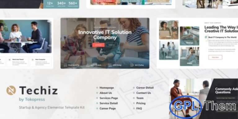 Techiz – IT Solutions & Services Company Elementor Template Kit Techiz is a sleek and modern Elementor Template Kit designed for IT Solutions & Services Companies, Software Firms, Startups, SaaS Providers, Technology Agencies, and Web Development Businesses. It helps you build a professional and engaging online presence with a fully responsive and retina-ready layout.