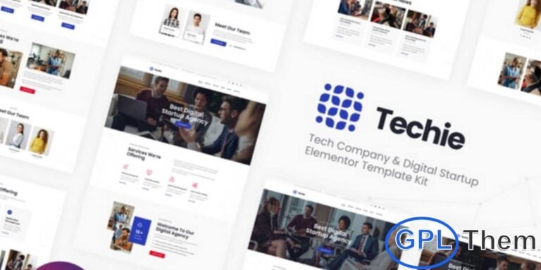 Techie – Tech Company & Digital Startup Elementor Template Kit Techie is a modern and fully responsive Elementor Template Kit crafted for tech companies, creative agencies, and digital startups. It features a sleek and professional design ideal for showcasing web design, app development, branding, and marketing services.