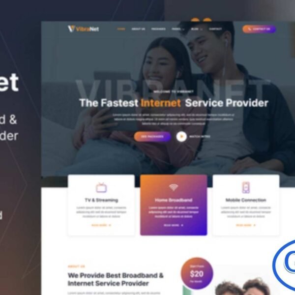Vibranet – Broadband & Internet Service Provider Elementor Template Kit Vibranet is a sleek and modern Elementor Template Kit built specifically for Internet Service Providers, Broadband Companies, Telecom Networks, and Cable TV Providers. Designed with a professional and user-friendly layout, Vibranet helps you create a responsive and visually engaging website that highlights your connectivity services and technology solutions.