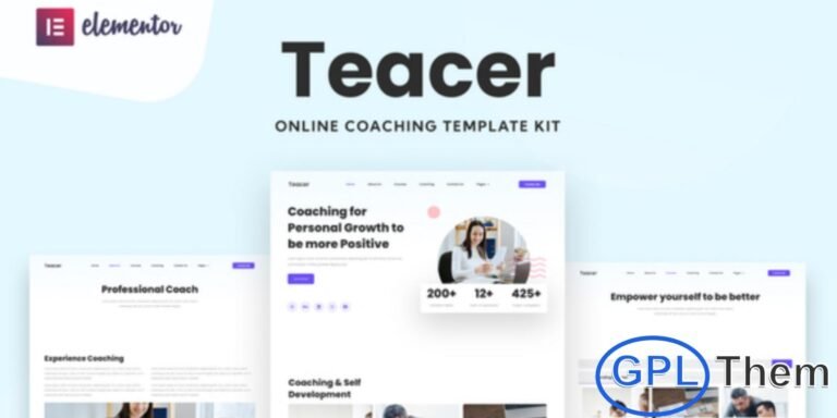 Teacer – Online Coaching Elementor Template Kit Teacer is a modern and professional Elementor Template Kit designed specifically for online coaching, consulting, and personal development websites. Perfect for trainers, mentors, life coaches, and consulting businesses, this kit helps you build a stunning online presence with ease.
