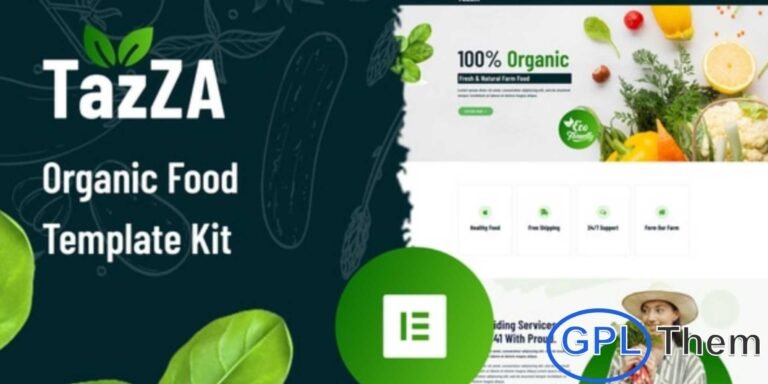 TazZA – Organic Food Elementor Template Kit TazZA is a beautifully designed Organic Food Elementor Template Kit perfect for farmhouses, organic stores, and natural product businesses. Built for Elementor, this kit helps you create a stunning and professional website for your organic brand with ease.