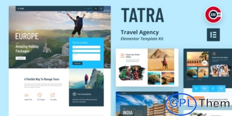Tatra – Travel Agency Elementor Template Kit Tatra is a stylish and modern Elementor Template Kit crafted specifically for travel agencies, tour operators, and adventure booking businesses. Designed to showcase your travel packages, destinations, and services beautifully, Tatra offers multiple homepage variations and essential pages like About Us, Packages, Reviews, and Contact.