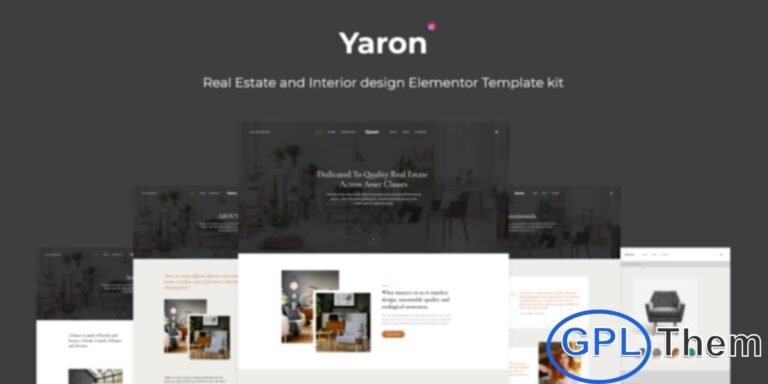 Yaron – Real Estate & Interior Design Elementor Template Kit Yaron is a modern and stylish Elementor Template Kit designed for real estate agencies, interior design studios, and architecture firms. It features a minimalist and contemporary layout that highlights your property listings, design projects, and services with elegance.