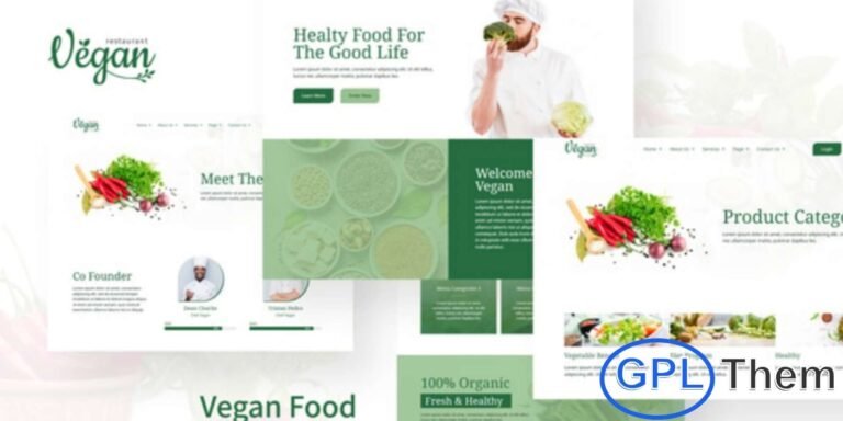 Vegan – Restaurant & Healthy Food Elementor Template Kit Vegan is a clean and modern Elementor Template Kit designed for vegan restaurants, organic cafés, catering services, and health-focused food businesses. Built with a minimalist aesthetic, this kit helps you create a professional and appetizing online presence using the Elementor Page Builder plugin for WordPress.